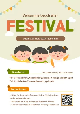 Ein Leitfaden für ein niedliches orange-grün illustriertes Konzeptfestival