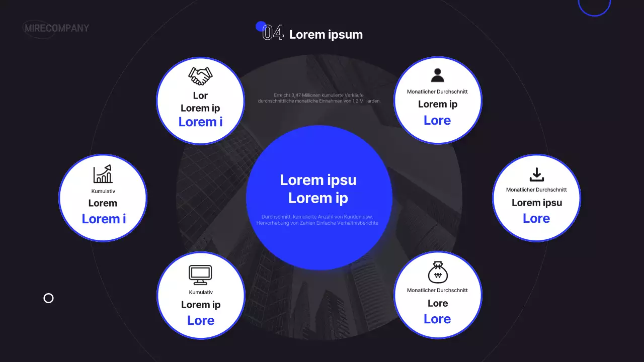 Einfacher infografischer Geschäftsbericht in Schwarz und Blau