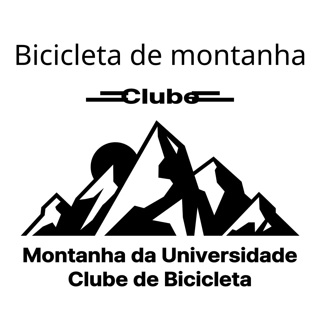 Conceito de clube de ciclismo de montanha com ilustração simples de montanhas e bicicletas a preto