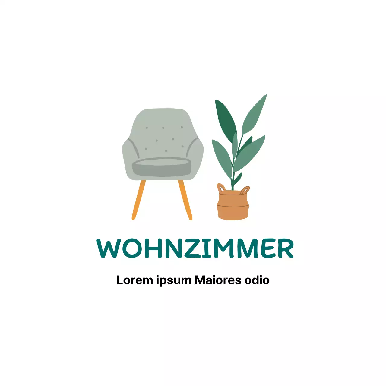 Saubere Innenetiketten mit grauen Illustrationen