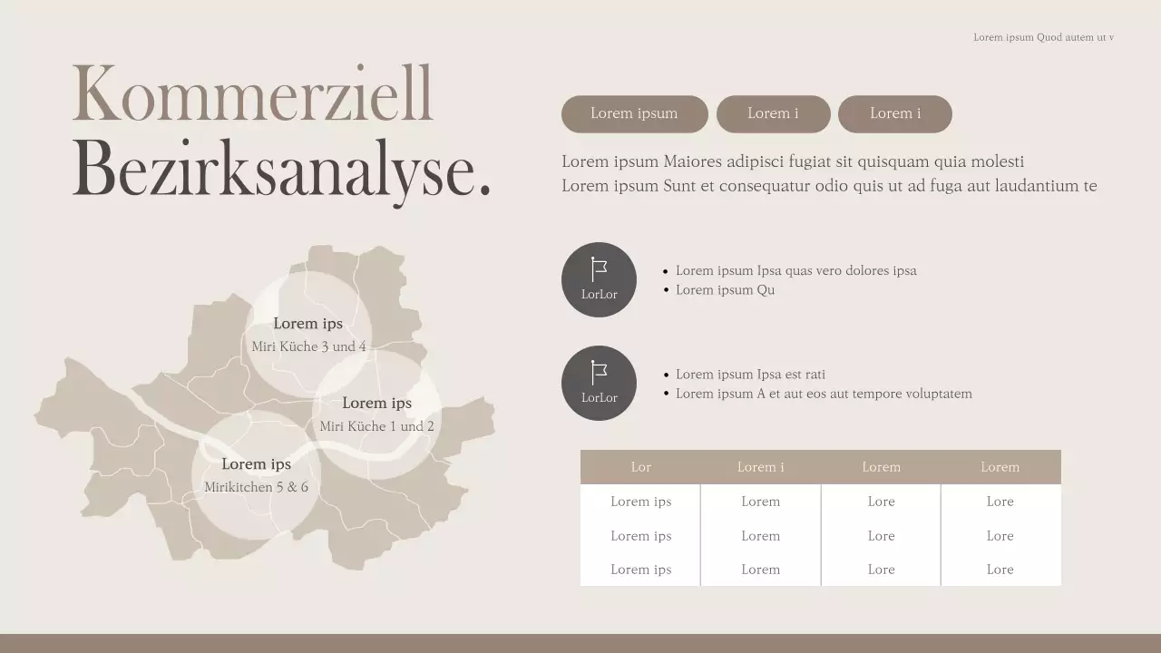 Moderne Gemeinschaftsküche in Beige und Braun (Präsentation)