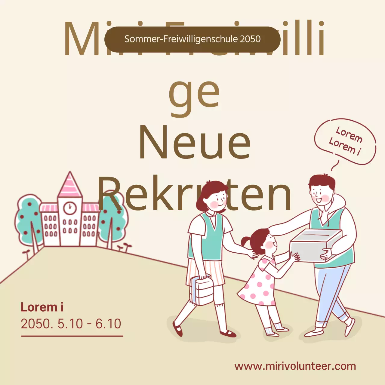 Freiwilligeneinsätze im Sommer auf beigefarbenem Hintergrund