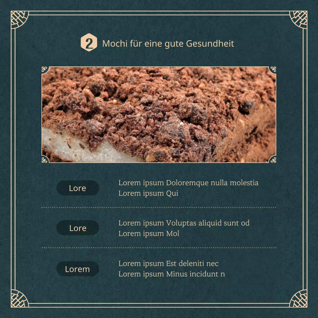 Dunkelgrüner Reiskuchen Bedeutung cardNews design