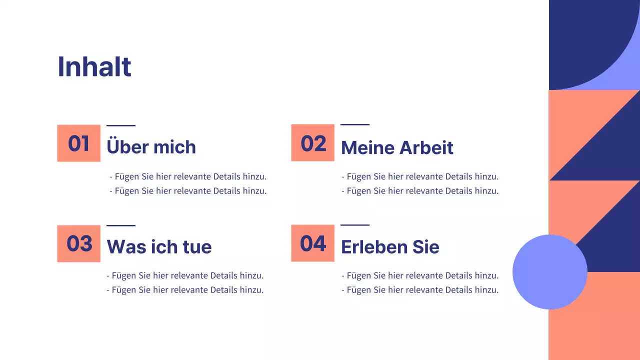 Blau und orange Töne geometrische Formen Muster Design-Stil Präsentation geometrische minimal