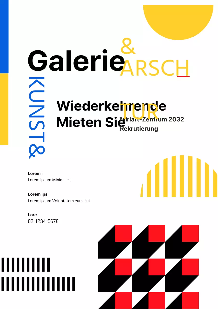 Werben Sie für Ihre gelb-weiße moderne Galerie zur Miete
