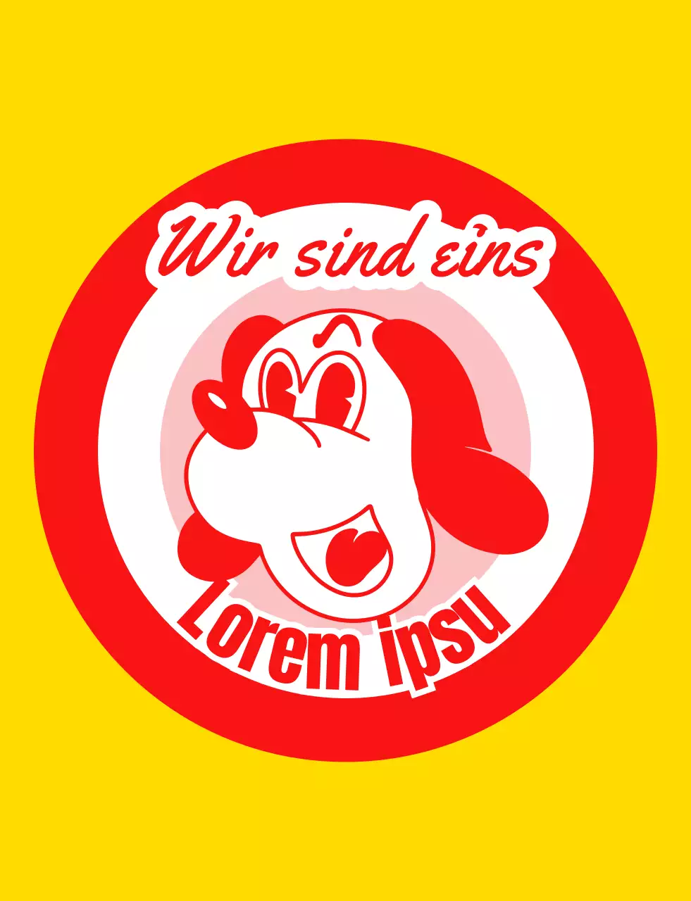 Schulgruppen-T-Shirt mit Welpen-Illustration in Gelb