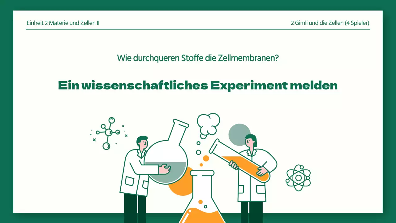 Saubere wissenschaftliche Laborberichte in Grün und Orange