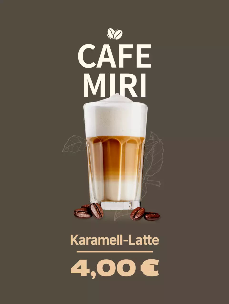 Einfaches, dunkles Café-Banner in Braun und Beige