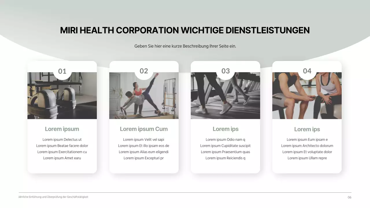 Ruhiger und sauberer Geschäftsbericht eines Gesundheitsunternehmens in dunklen Grüntönen