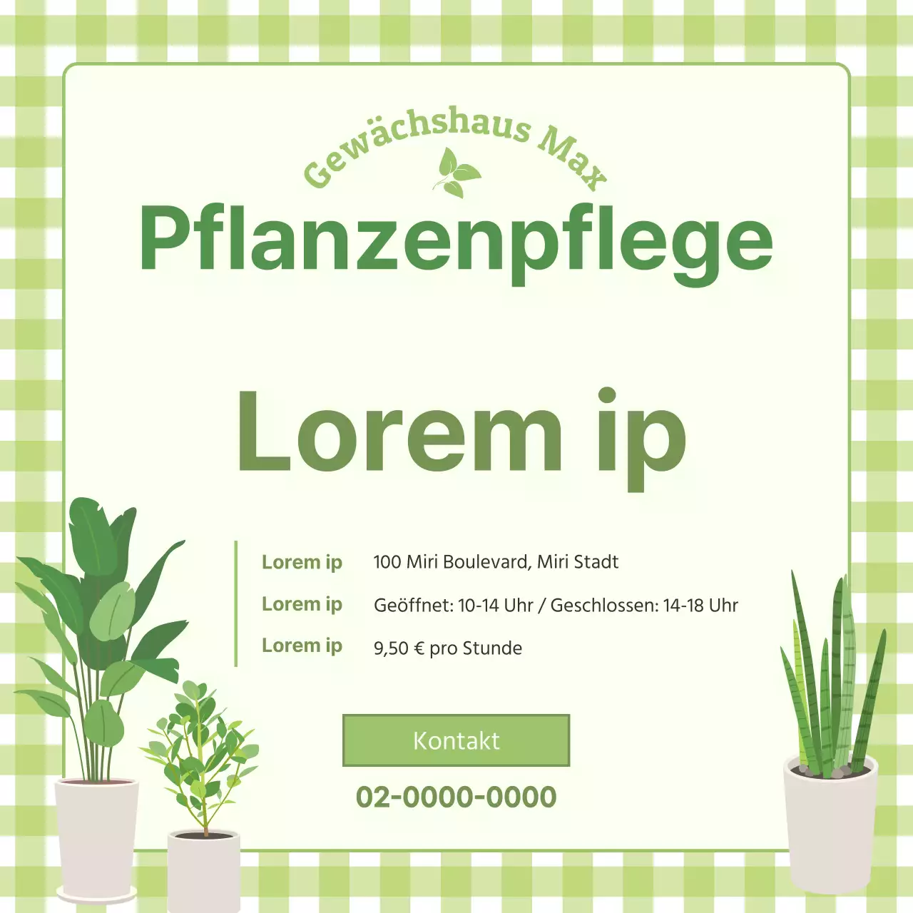 Hellgrüner, frischer und niedlicher Flyer zur Einstellung von Gartenpersonal V2