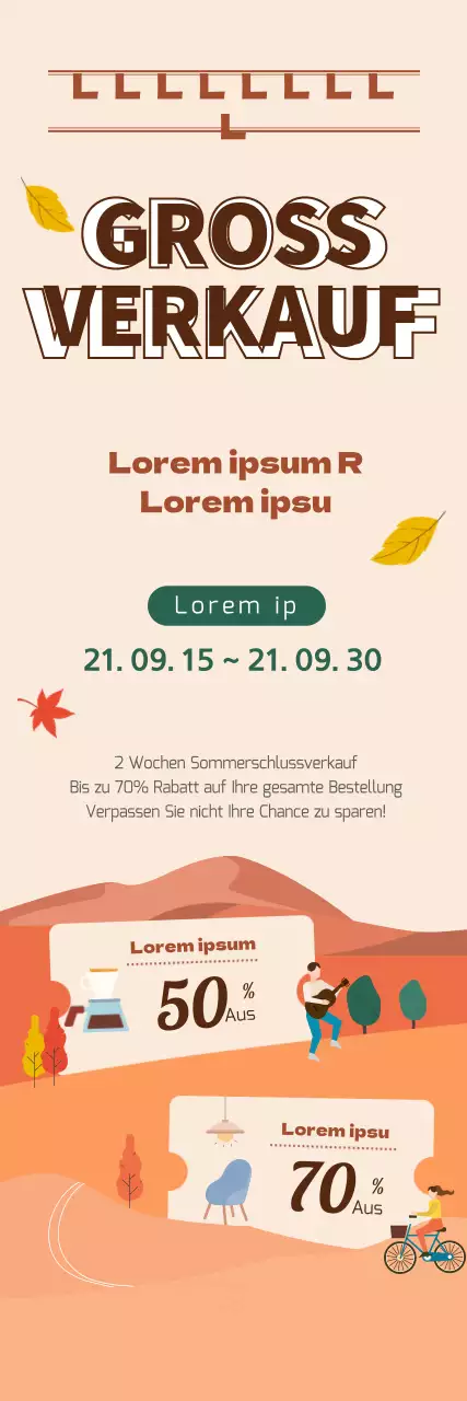 Beige und braune Herbstillustration Lagerabgabeaktion