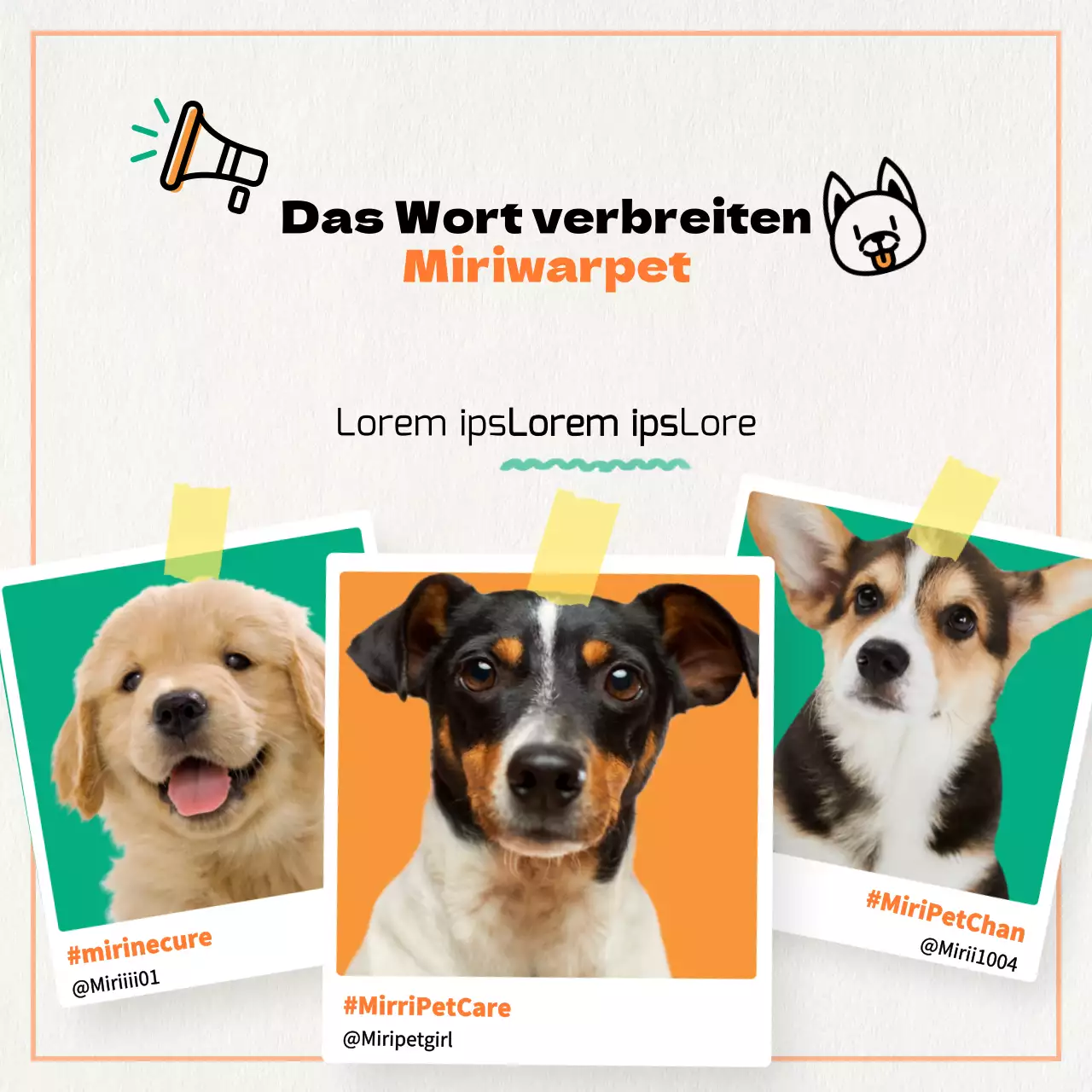 Werben Sie für Ihr orangefarbenes, minimalistisches Marketing für Hundezubehör