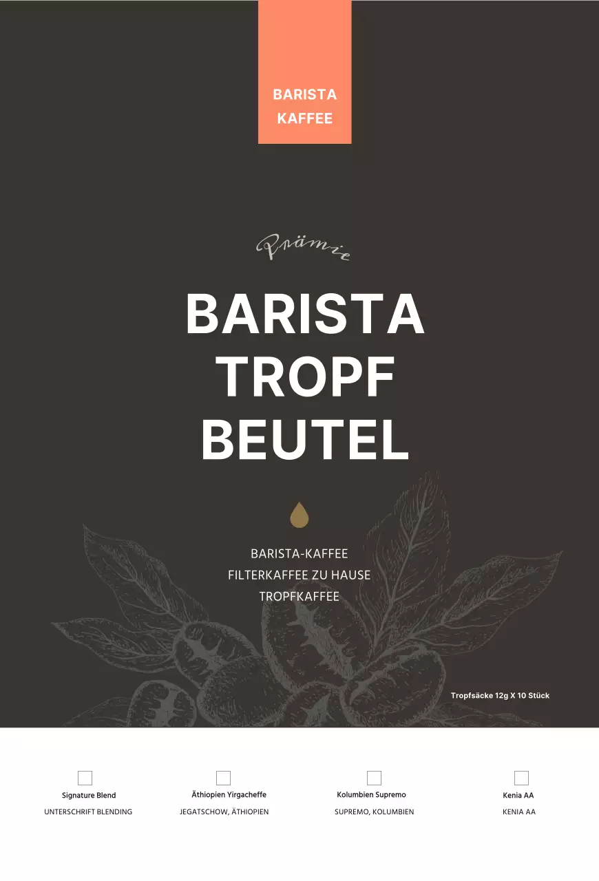 Braune Bohne Illustration Cafe Produkt-InformationskartePostkarte