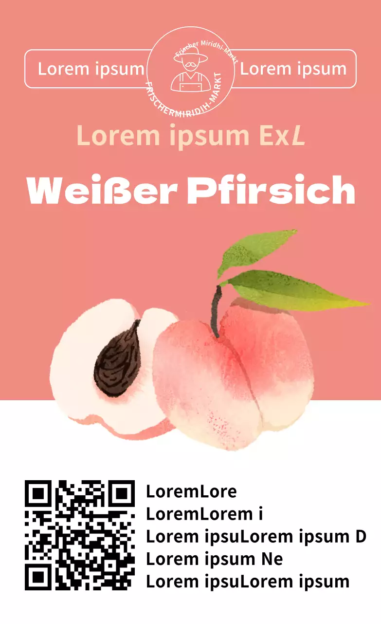 Sommerprodukte Pfirsich Illustration einfache vertikale Aufkleber nach Farbe