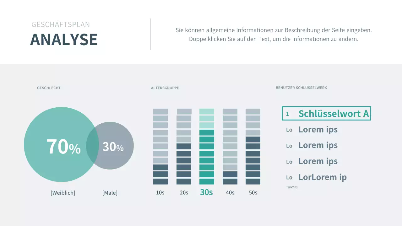 Präsentation des Geschäftsplans eines Unternehmens in navy