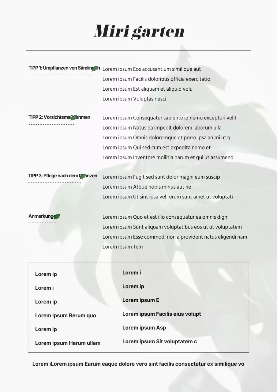 Einfaches Handbuch für die Gartenarbeit in Weiß und Grün