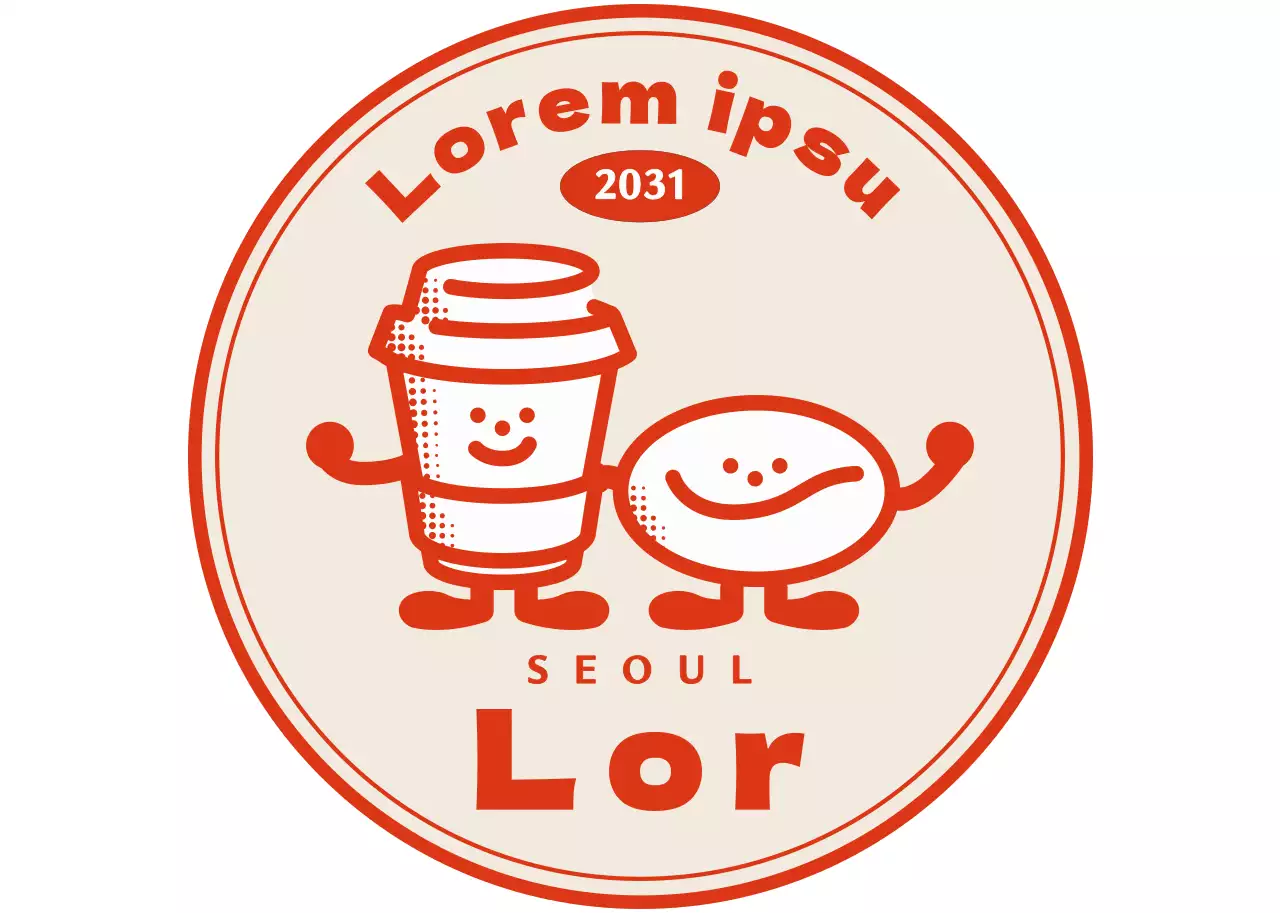 Retro-Café-Logo in rot-orange