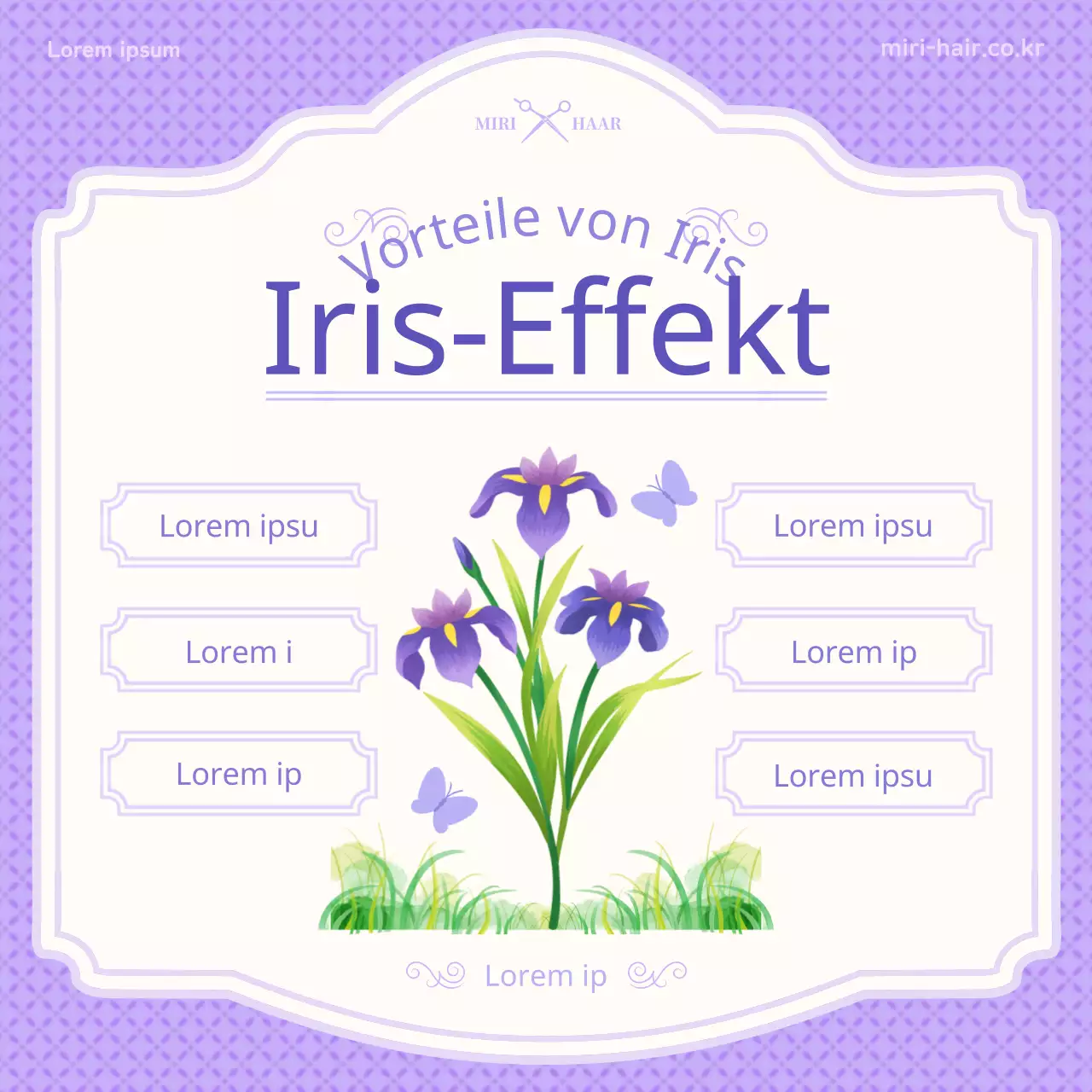 Einführung des lila Illustrationskonzepts von tan'o und Irisinformationen