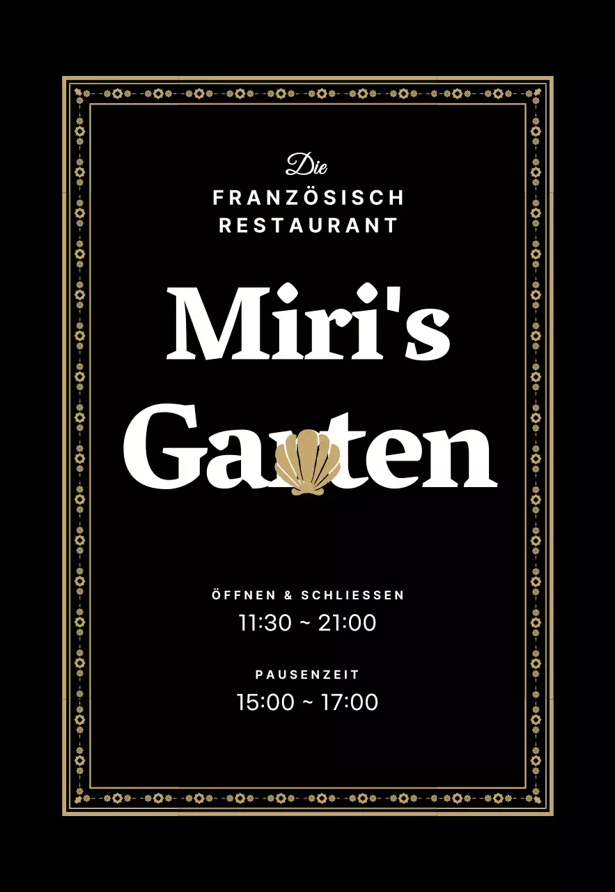 Ein französisches Restaurant mit goldenem Zierrahmen