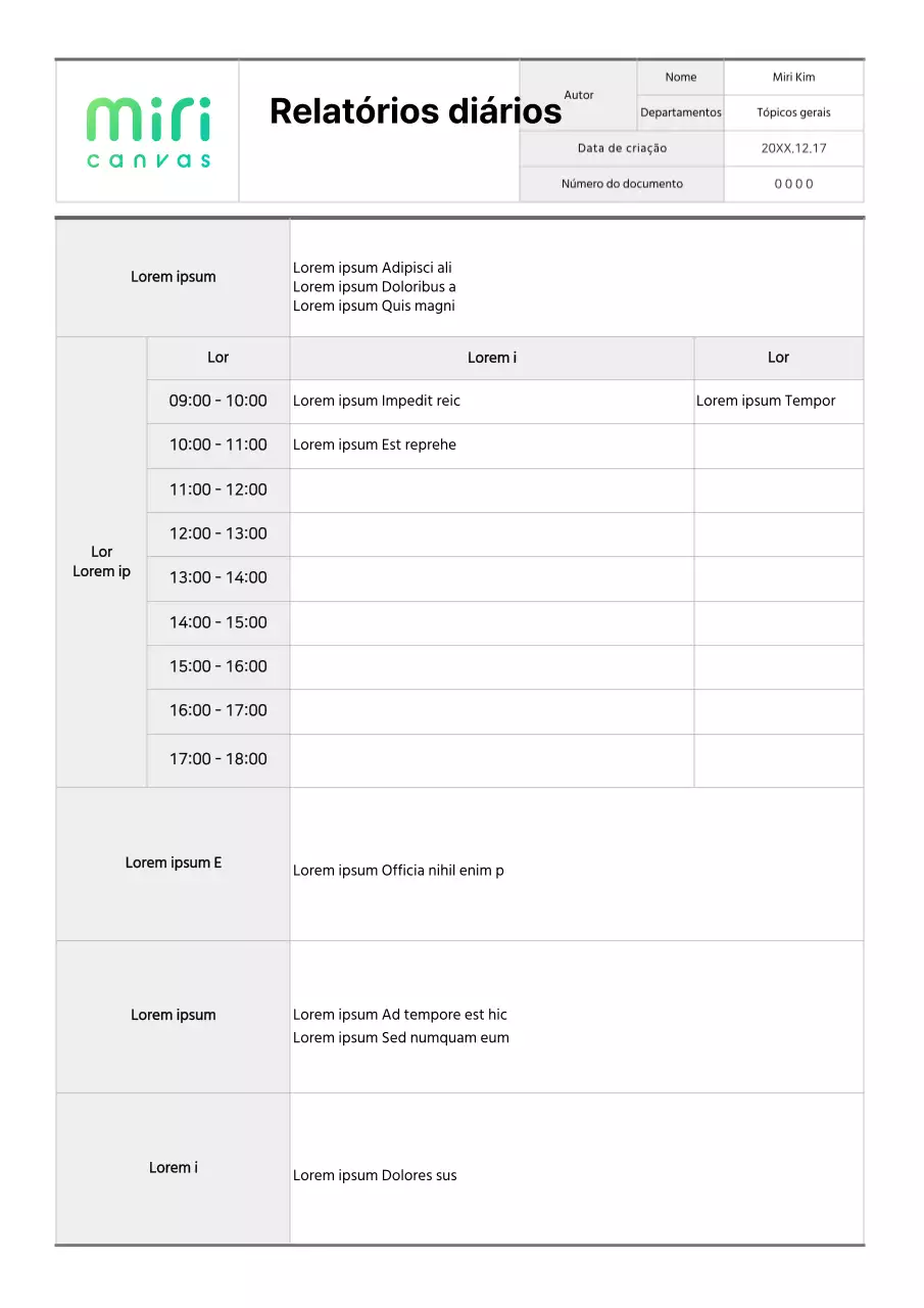 Formatação básica de documentos de relatórios diários