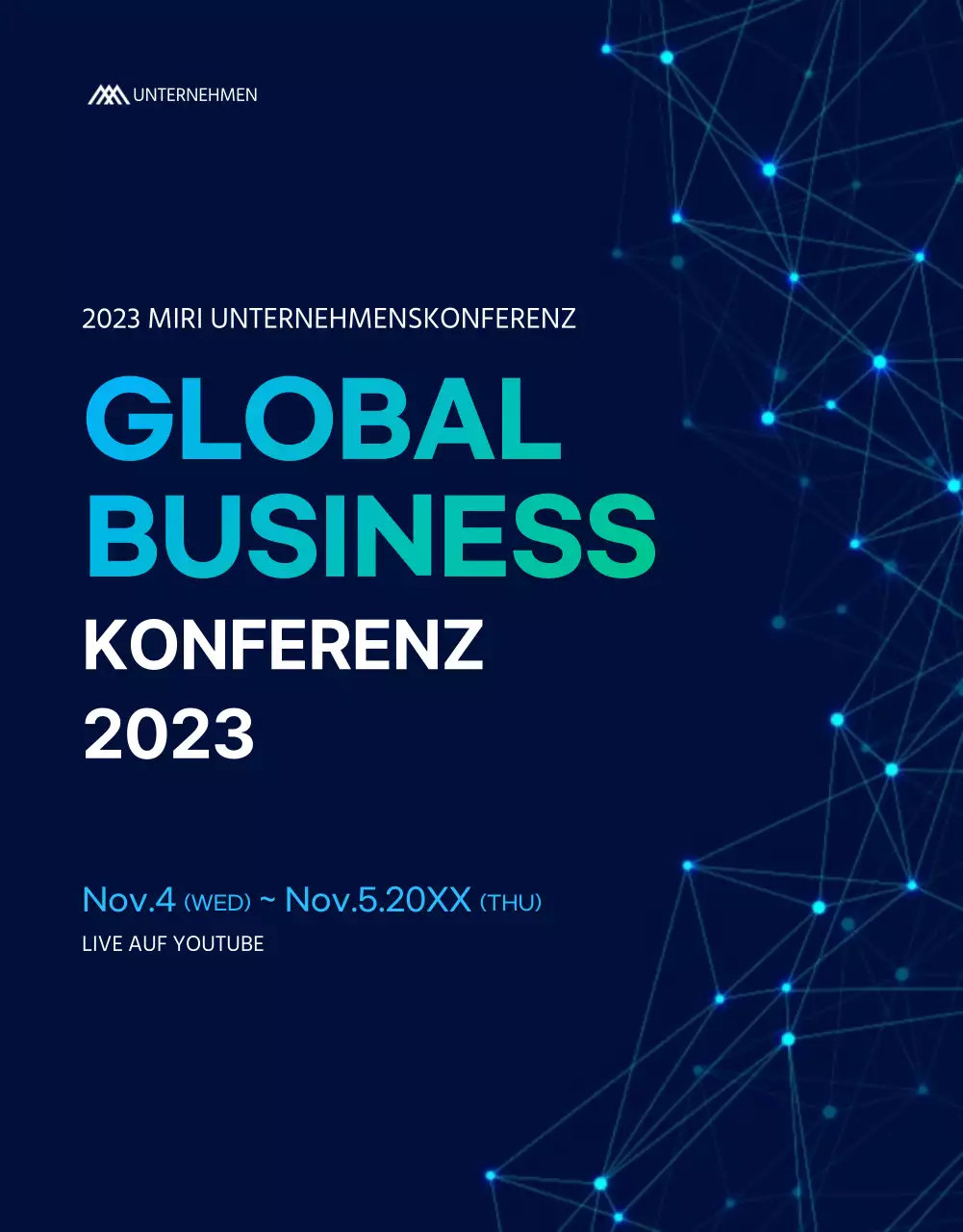 Globale Konferenzdetailseite in blau