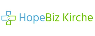 Kirchenlogo mit einer einfachen Kreuzillustration in Blau und Grün