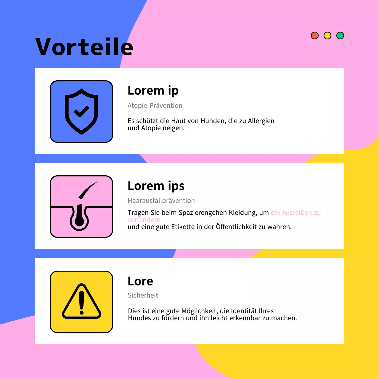 Blaue und gelbe rosa Hundebekleidung Social Media Vorlage