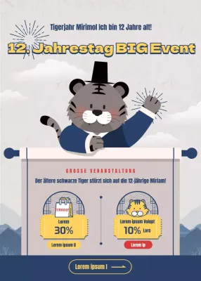 Schwarzer Tiger in Marineblau und Gelb Event