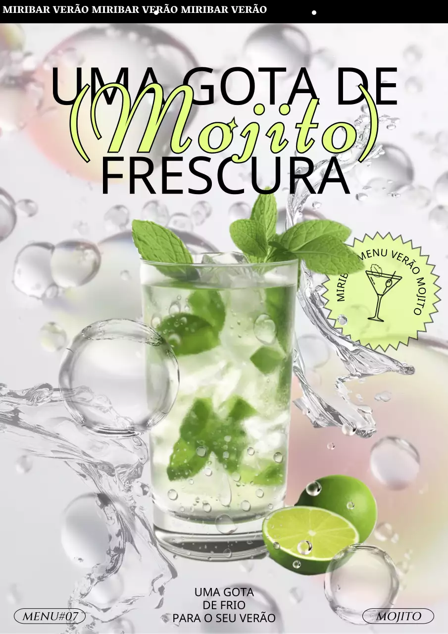 Promover mojitos com um esquema de cores moderno em branco e chartreuse