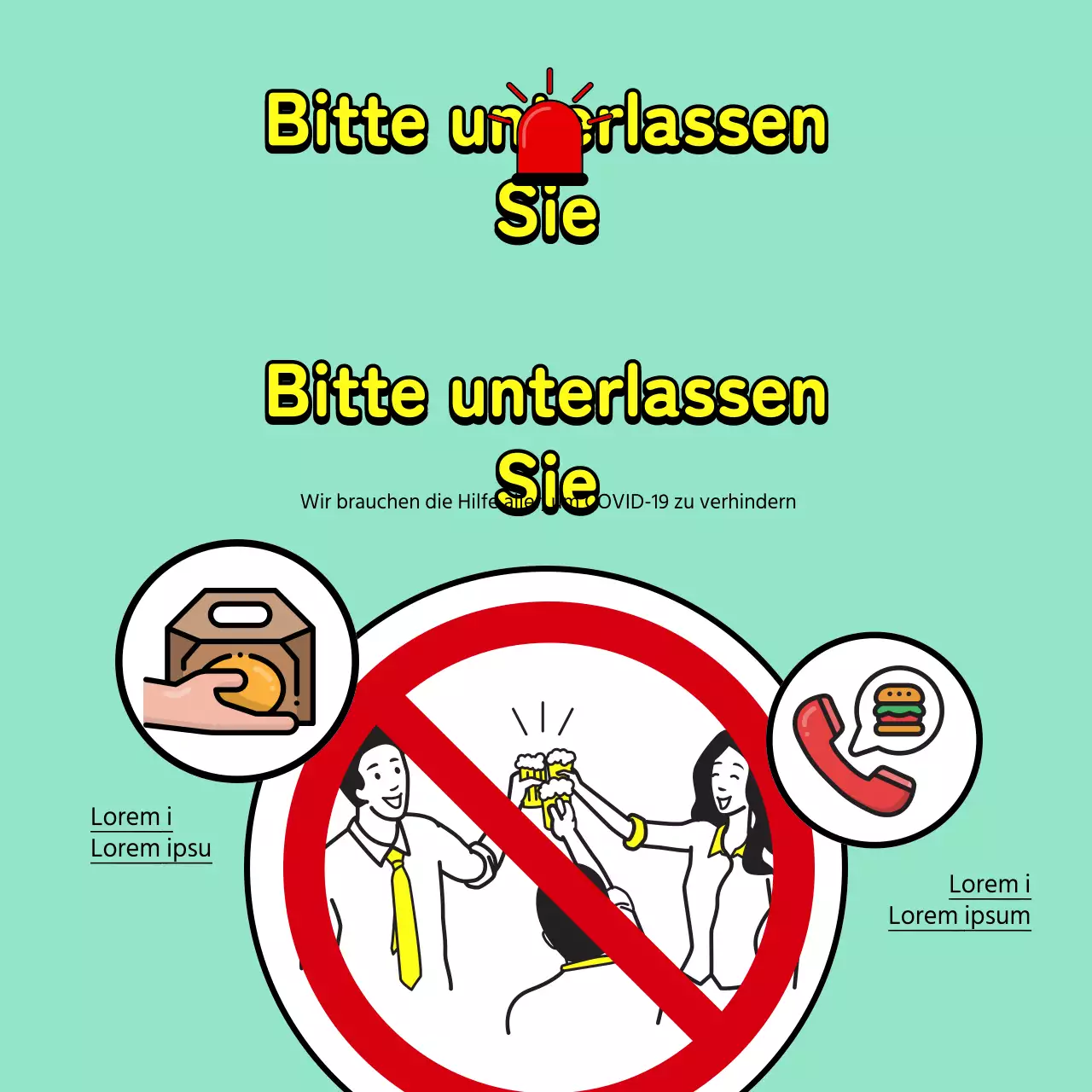 Mint Hintergrund corona Urlaub Versammlung Verbot Illustration Design