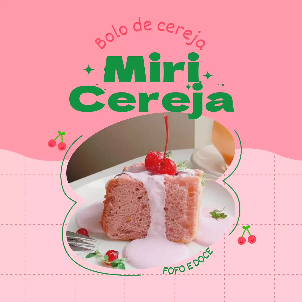 Promova o menu do seu café com uma bonita moldura cor-de-rosa e verde
