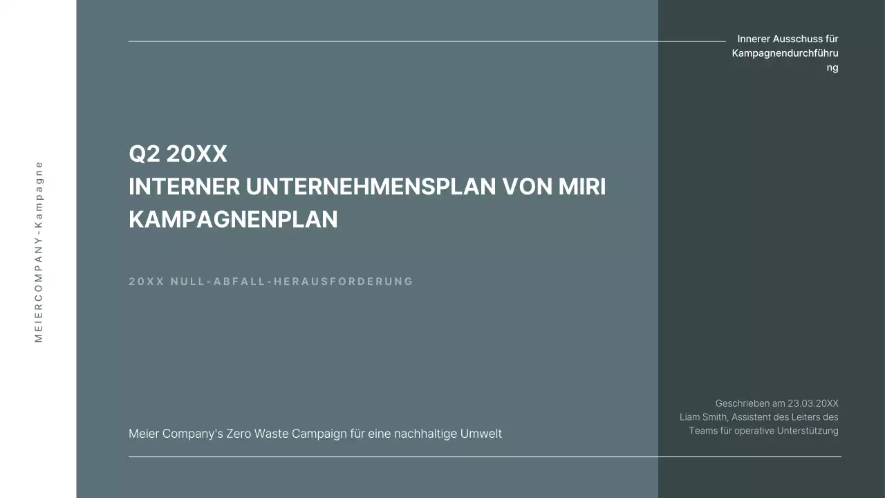 Präsentation eines Pitches für eine interne Umweltkampagne in beruhigenden Grüntönen