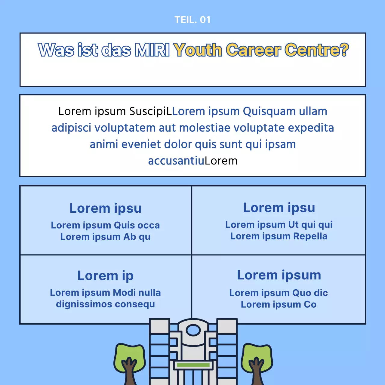 Hellblaues und gelbes modernes Jugendzentrum Mentoring-Einstellung