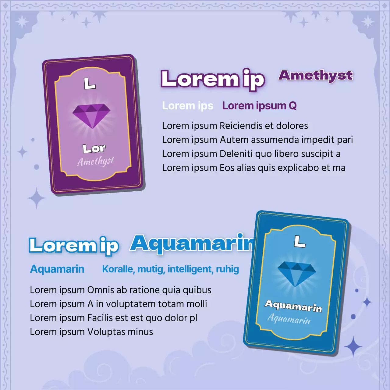 Lila Tarotkarte Konzept Geburtsstein KartenNews Design
