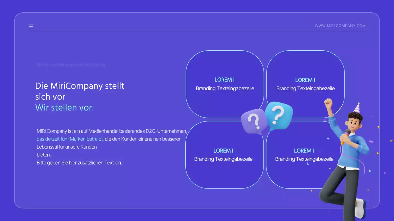 Kitschige Markteinführungsanzeige mit niedlichen blauen Illustrationen