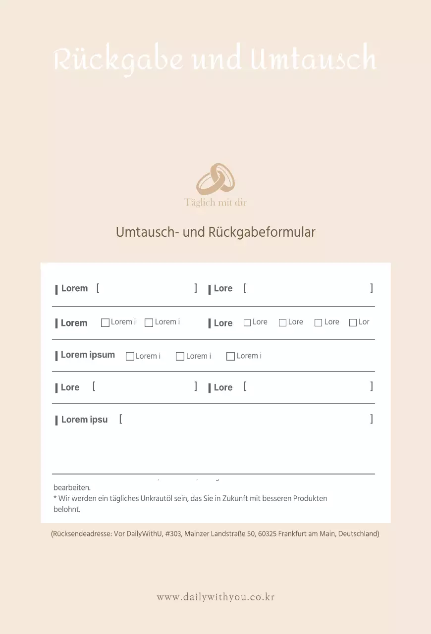 Entwurf eines eleganten, beigen Leitfadens für die Erstattung und Rückgabe in einem Einkaufszentrum