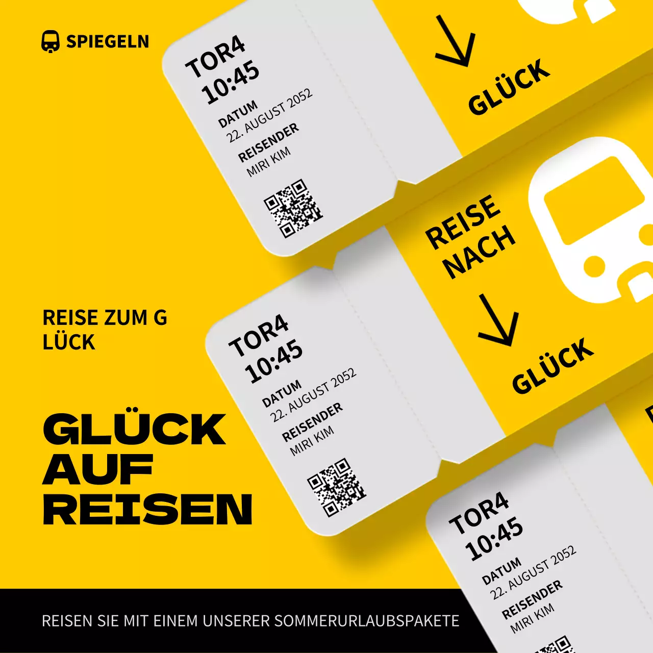 Gelbe und schwarze Fahrkarte Konzept Bahnfahren