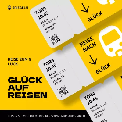 Gelbe und schwarze Fahrkarte Konzept Bahnfahren