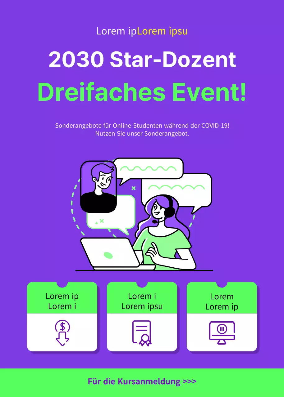 Kursrabatte in lila-grün