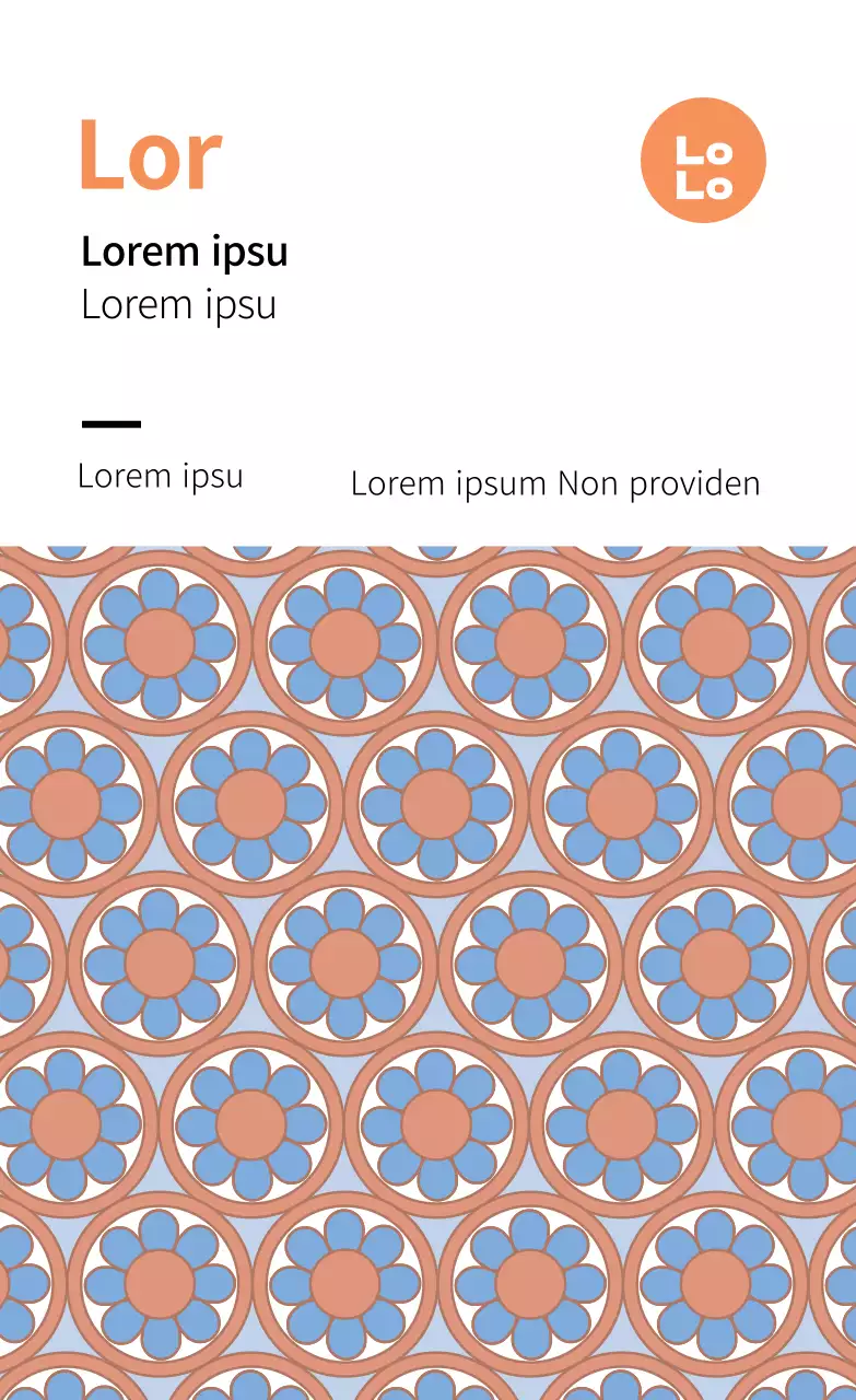 Traditionelles Lebensmittel-Hanwa-Etikett mit orangefarbenem Muster