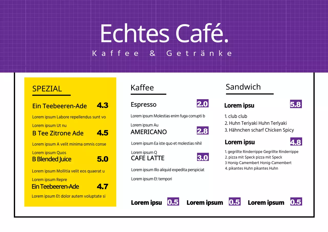 Cafe-Menü-Tafel