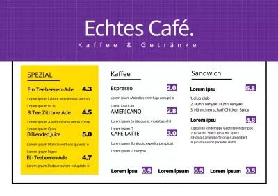 Cafe-Menü-Tafel