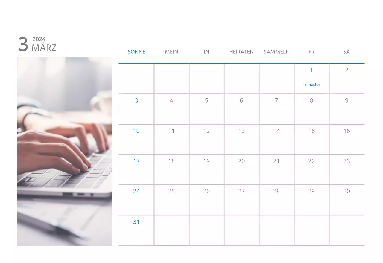 Weißer und einfacher Tischkalender für Unternehmen