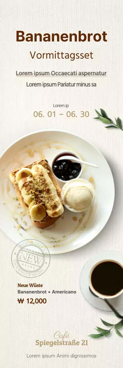 Brunch-Morgenset im einfachen Stil in Braun und Schwarz Preisgestaltung