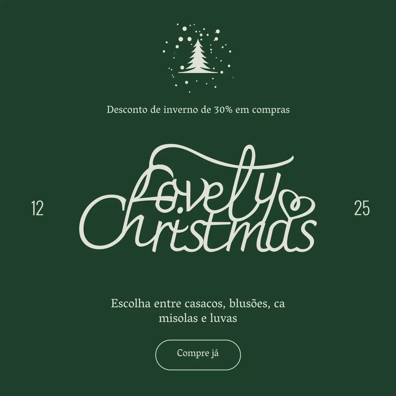 Quadrado de evento de Natal de inverno simples e limpo