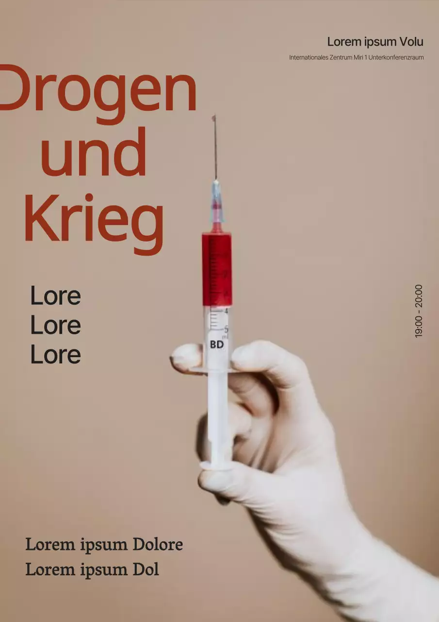 Anti-Drogen-Poster in beige-rot