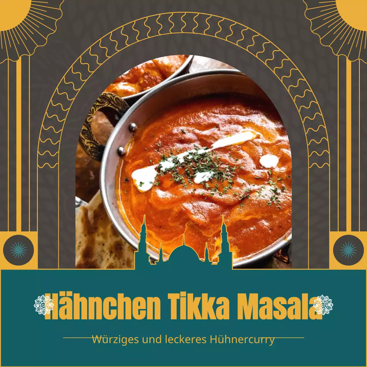 Eine Einführung in das gelbe und grüne geometrische indische Essensset