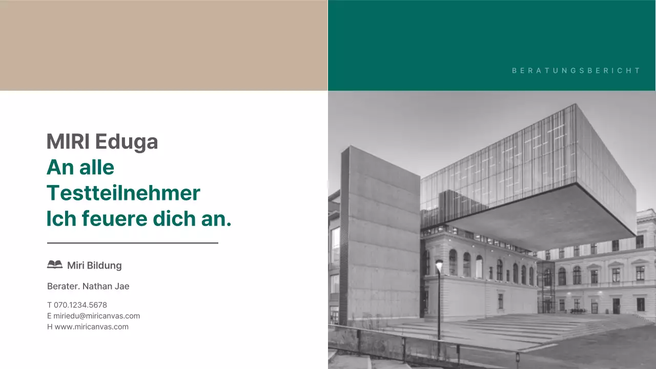 Ein moderner Analysebericht für die Zulassungsberatung in Grün und Beige