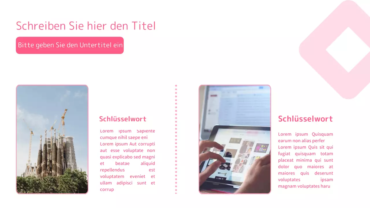 Rosa Präsentation von klaren geometrischen Formen