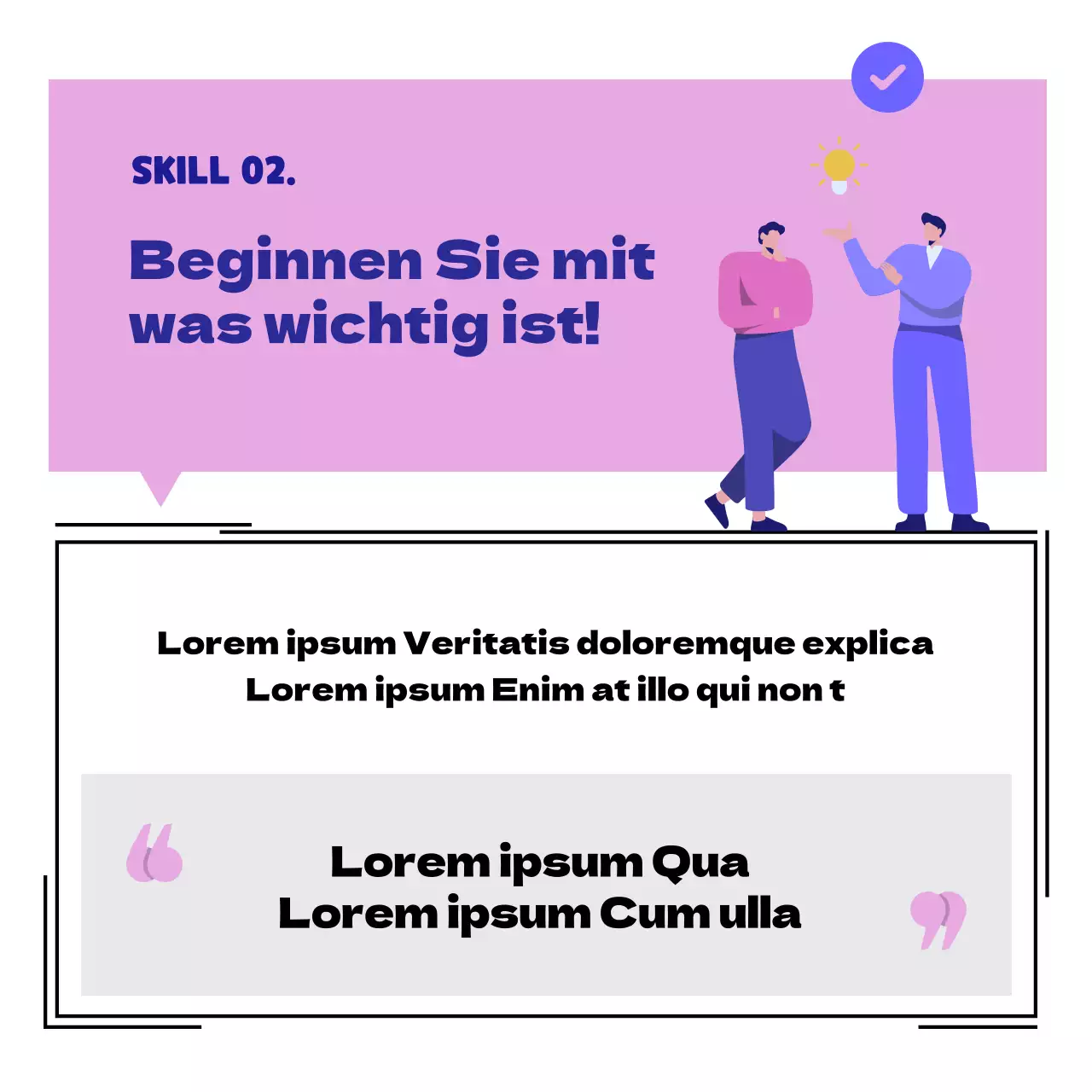 Blaue und rosafarbene Work-Life-Cardnews